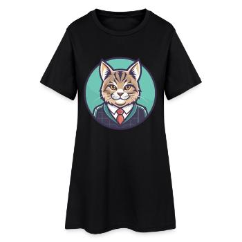Chat droit écossais race dessin animé Kawaii Animal - Robe T-shirt Femme - noir - Devant
