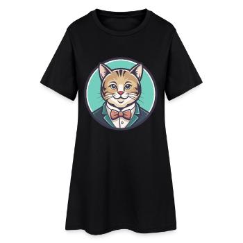 Minuet Cat Breed Cartoon Kawaii Animal Pet - Women’s T-Shirt Dress - black - Front