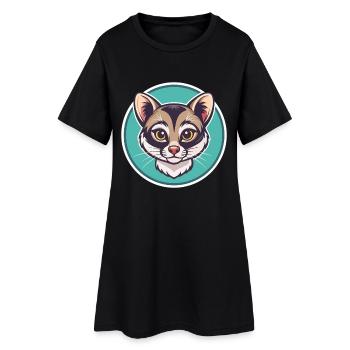 Ringtail américain chat race dessin animé Kawaii Animal - Robe T-shirt Femme - noir - Devant