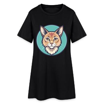 Chat Somali Race Dessin animé Kawaii Animal Pet - Robe T-shirt Femme - noir - Devant