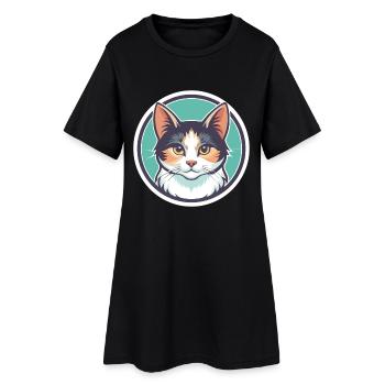 Turc Van Chat Race Dessin Animé Kawaii Animal Pet - Robe T-shirt Femme - noir - Devant