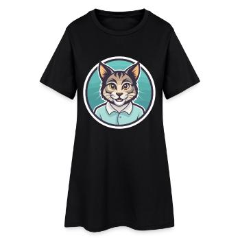 Kanaani Chat Race Dessin Animé Kawaii Animal Animal Pet - Robe T-shirt Femme - noir - Devant