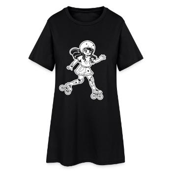 Rollschuh Mädchen Cartoon - Frauen T-Shirt-Kleid - Schwarz - Vorne