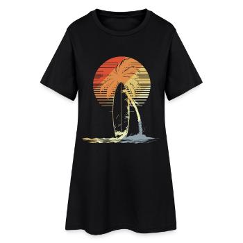 Planche de surf Vintage - Robe T-shirt Femme - noir - Devant