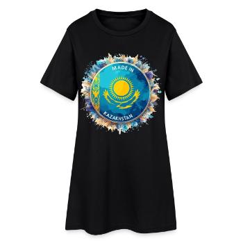 Fabriqué au Kazakhstan Aquarelle Aigle Cadeau - Robe T-shirt Femme - noir - Devant