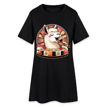 Sushi Lama Maki Geschenk - Frauen T-Shirt-Kleid - Schwarz - Vorne