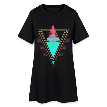 Tannenbaum Vaporwave Synthwave des années 90 80 coucher de soleil - Robe T-shirt Femme - noir - Devant