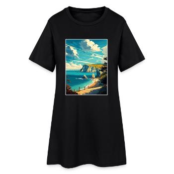 Île de Wight Anob Affiche de voyage Souvenir Peinture WP - Robe T-shirt Femme - noir - Devant