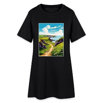 Hartland Quay Devon Vintage Voyage Poster Souvenir - Robe T-shirt Femme - noir - Devant