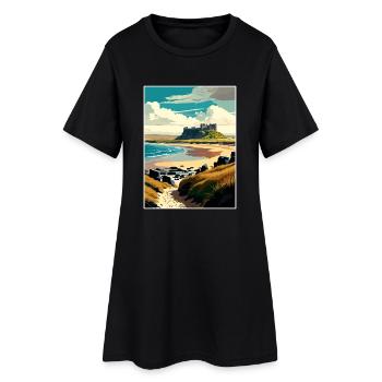Northumberland Küste Anob Reise Poster Souvenir - Frauen T-Shirt-Kleid - Schwarz - Vorne