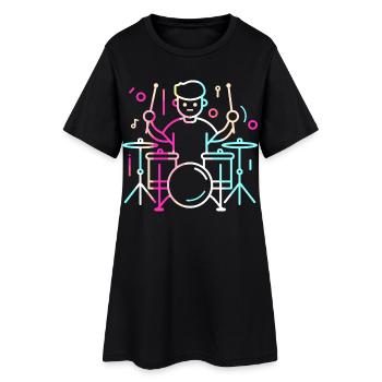 Drummer Boy Dessin - Robe T-shirt Femme - noir - Devant