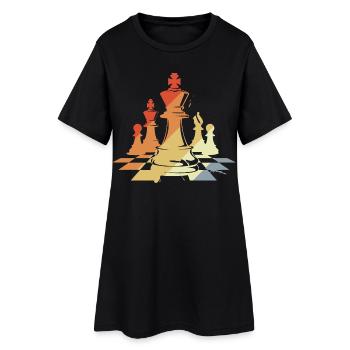 Pièces d’échecs croquis rétro - Robe T-shirt Femme - noir - Devant