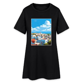 Rabat Marokko Reise Poster Souvenir Malerei WPA - Frauen T-Shirt-Kleid - Schwarz - Vorne