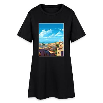 Fes Marokko Reise Poster Souvenir Postkarte Farbe - Frauen T-Shirt-Kleid - Schwarz - Vorne