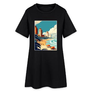 Durban Südafrika Vintage Reise Poster Souvenir - Frauen T-Shirt-Kleid - Schwarz - Vorne