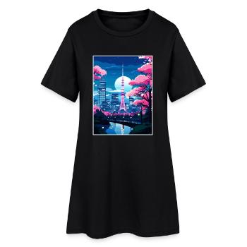 Japon Tokyo Voyage Affiche Souvenir Carte Postale Peinture - Robe T-shirt Femme - noir - Devant