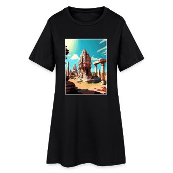 Hampi India Travel Poster Souvenir Postcard Paint - Women’s T-Shirt Dress - black - Front