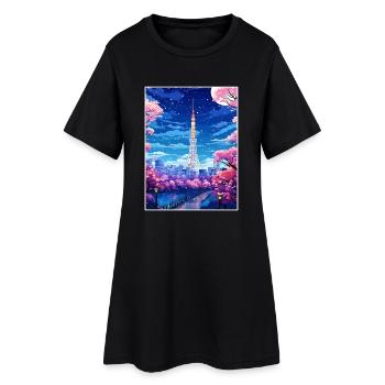 Japon Tokyo Voyage Affiche Souvenir Carte Postale Peinture - Robe T-shirt Femme - noir - Devant