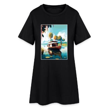 Kerala Inde Affiche de voyage Souvenir Carte Postale Peinture - Robe T-shirt Femme - noir - Devant