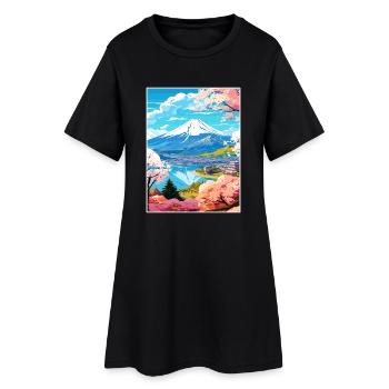 Japan Tokyo Travel Poster Souvenir Postcard Paint - Women’s T-Shirt Dress - black - Front
