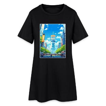 Japon Tokyo Voyage Affiche Souvenir Carte Postale Peinture - Robe T-shirt Femme - noir - Devant
