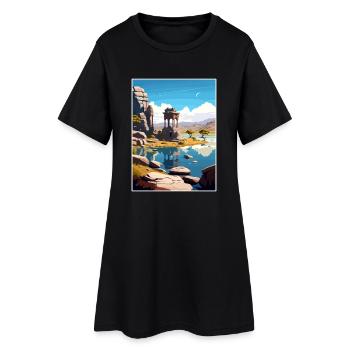 Hampi Inde Affiche de voyage Souvenir Carte Postale Peinture - Robe T-shirt Femme - noir - Devant