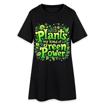 LES PLANTES : MON GENRE DE POUVOIR VERT - Robe T-shirt Femme - noir - Devant