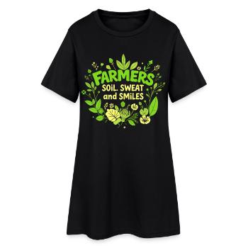 FARMERS: SOIL, SWEAT, AND SMILES - Women’s T-Shirt Dress - black - Front