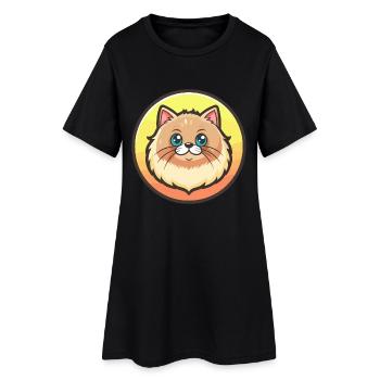 Persian Cat Breed Cartoon Kawaii Animal Pet - Women’s T-Shirt Dress - black - Front