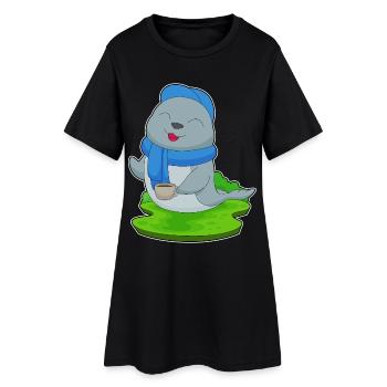 Tasse à café Seal - Robe T-shirt Femme - noir - Devant
