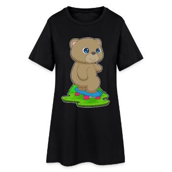Ours Skater Planche à roulettes - Robe T-shirt Femme - noir - Devant