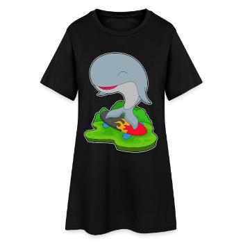 Baleine Skater Skateboard - Robe T-shirt Femme - noir - Devant