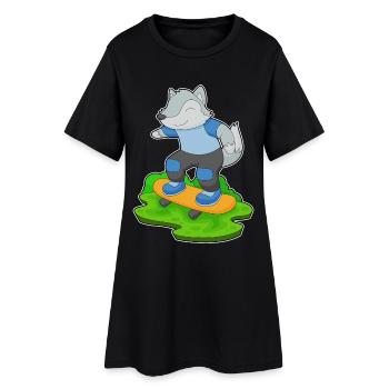Wolf Skater Skateboard - Robe T-shirt Femme - noir - Devant