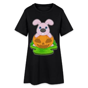Hase Halloween Kürbis - Frauen T-Shirt-Kleid - Schwarz - Vorne