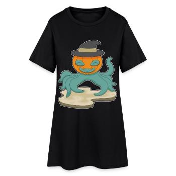 Octopus Halloween Pumpkin - Women’s T-Shirt Dress - black - Front