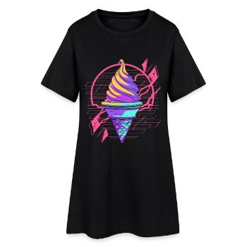 Eiswaffel Synthwave - Frauen T-Shirt-Kleid - Schwarz - Vorne