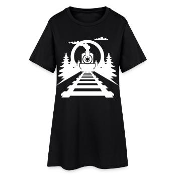 Chemin de fer - Robe T-shirt Femme - noir - Devant