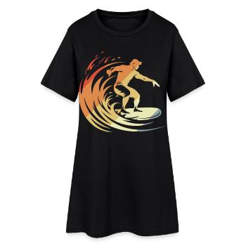Retro Surfer - Frauen T-Shirt-Kleid - Schwarz - Vorne