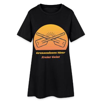 Grenzenloses Meer, Freier Geist - Frauen T-Shirt-Kleid - Schwarz - Vorne