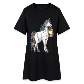 EInhorn Laterne - Frauen T-Shirt-Kleid - Schwarz - Vorne