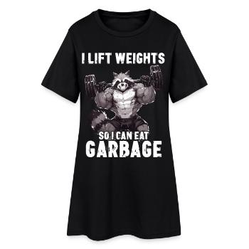 Raccoon Gym Workout Weight Lifting Gift - Women’s T-Shirt Dress - black - Front