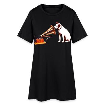 His Master's Voice painting - Women’s T-Shirt Dress - black - Front
