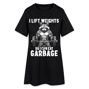 Workout Raccoon Weightlifting Gym Gift - Women’s T-Shirt Dress - black - Front