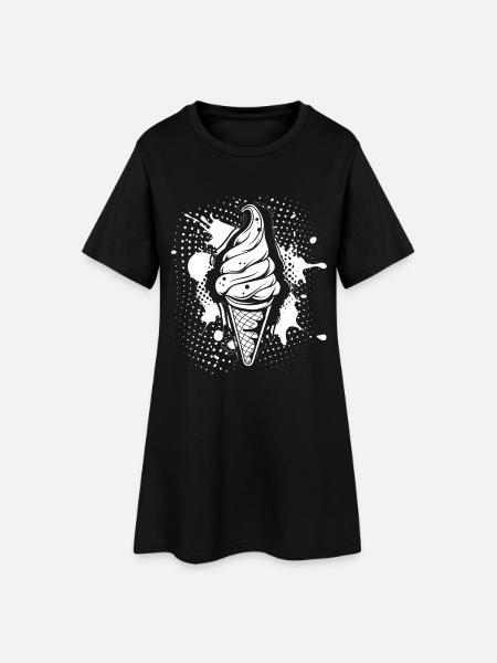 Softeis - Frauen T-Shirt-Kleid - Schwarz