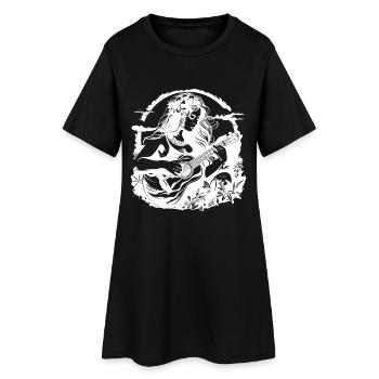 Hawaï ukulélé fille dessin - Robe T-shirt Femme - noir - Devant