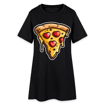 Pizza Cartoon Look - Women’s T-Shirt Dress - black - Front