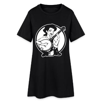 Joueur de banjo de dessin animé - Robe T-shirt Femme - noir - Devant