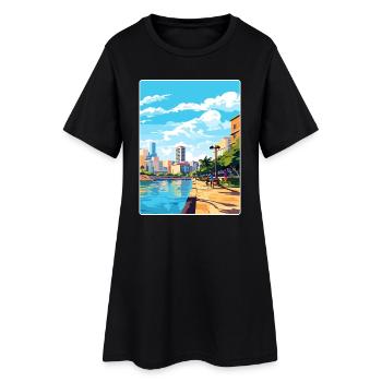 Rosario Argentina Affiche de voyage Peinture Souvenir WPA - Robe T-shirt Femme - noir - Devant