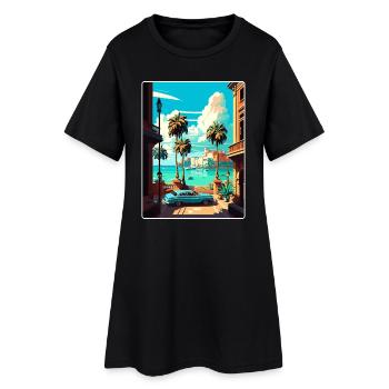 La Havane Caraïbes Voyage Affiche Souvenir Peinture WPA - Robe T-shirt Femme - noir - Devant