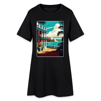 La Havane Caraïbes Voyage Affiche Souvenir Peinture WPA - Robe T-shirt Femme - noir - Devant